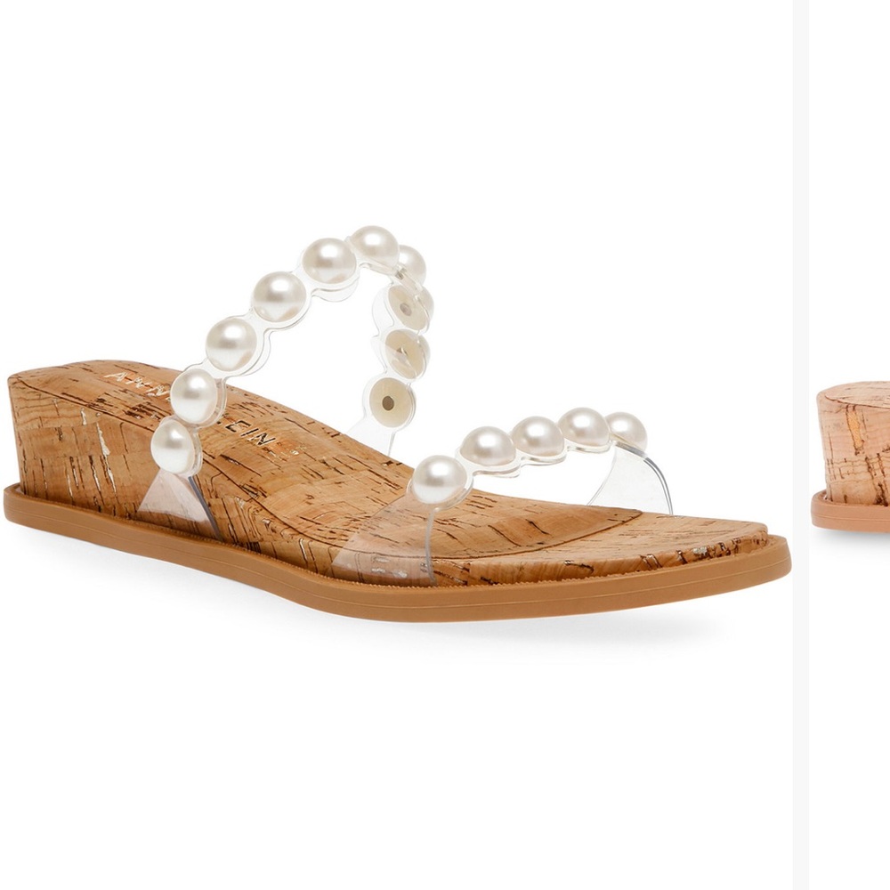 Anne Klein Bee Tan Pearl Strap Sandals